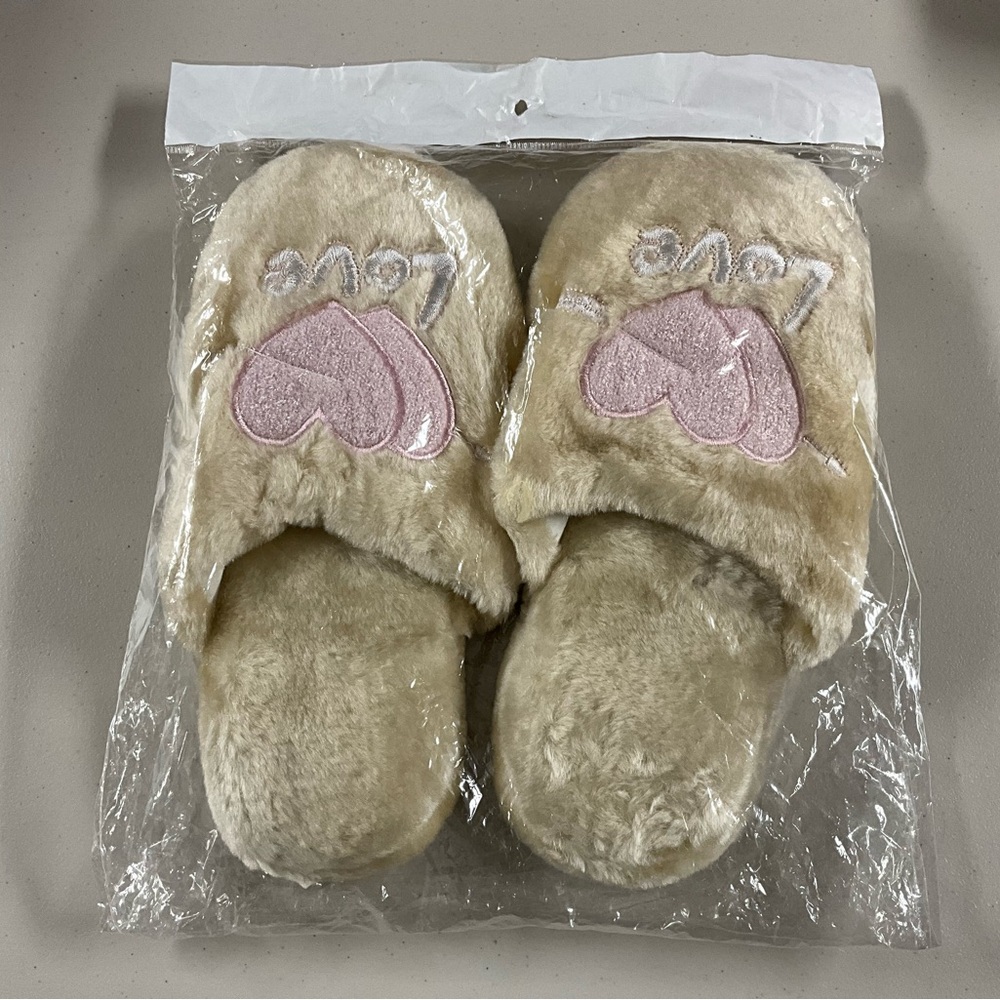 Cozy Pink Heart  Valentines Slipper